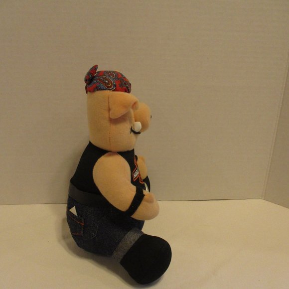 Harley Davidson Vintage 1993 NWT Medium Black Red White Peach Plush Hog - Picture 2 of 10
